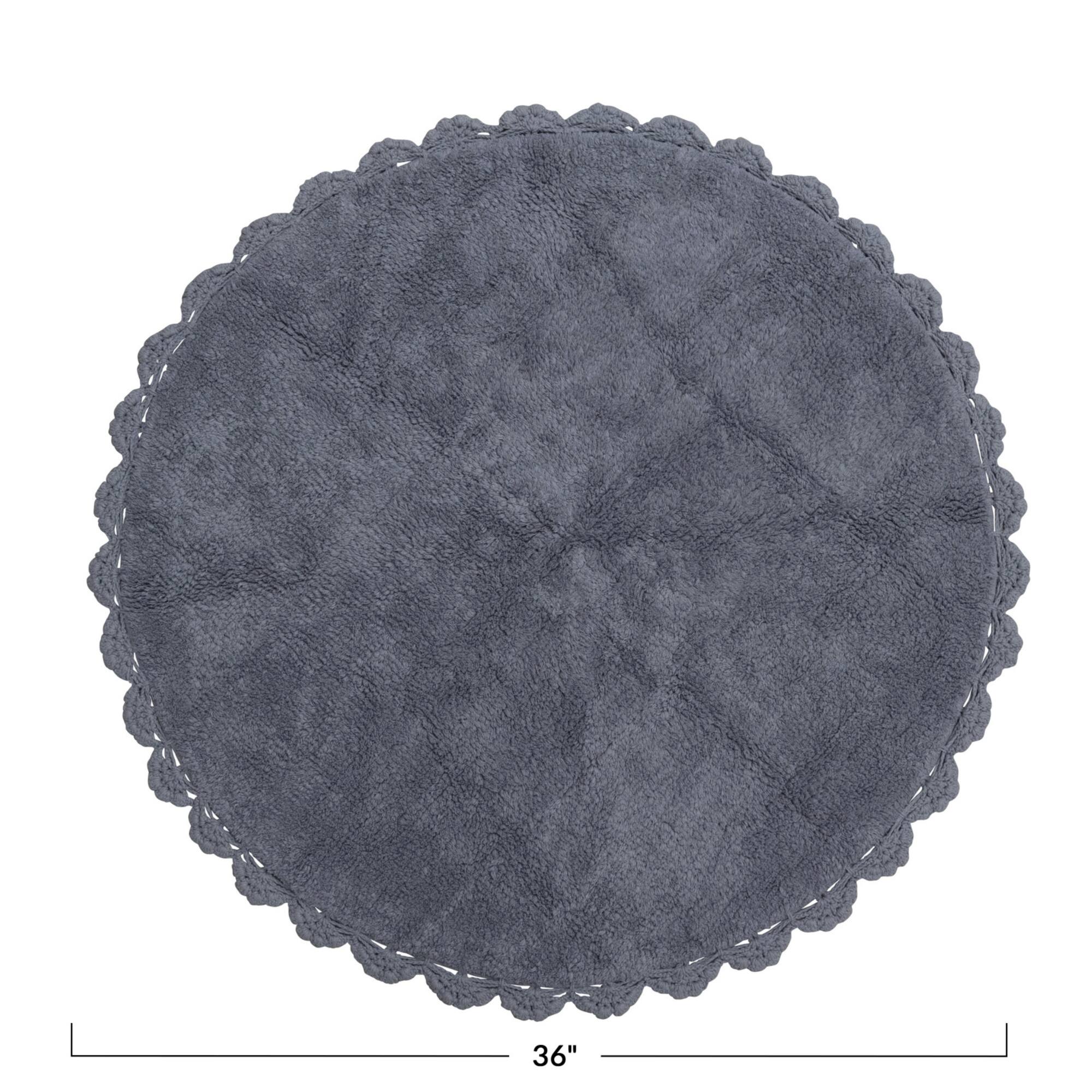 Hello Honey® Cotton Tufted Rug with Crocheted and Scalloped Trim, Grey